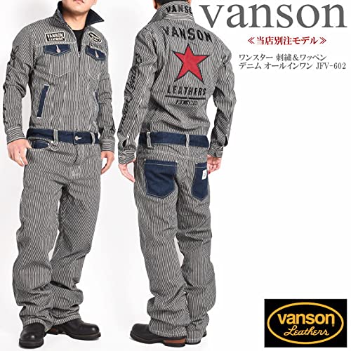 ＊VANSON スター 星 刺繍 ワッペン デニム つなぎ オールインワン M Amazon.co.jp: 【当店別注】 (バンソン) VANSON ツナギ つなぎ ワン
